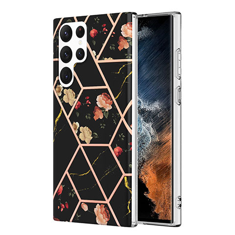 Coque Silicone Motif Fantaisie Souple Couleur Unie Etui Housse Y09B pour Samsung Galaxy S23 Ultra 5G Noir
