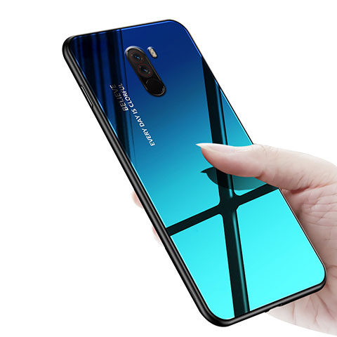 Coque Silicone Souple Miroir M03 pour Xiaomi Pocophone F1 Bleu