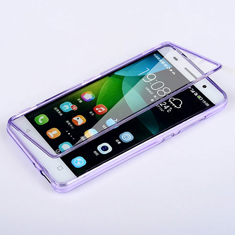 Coque Transparente Integrale Silicone Souple Portefeuille pour Huawei G Play Mini Violet