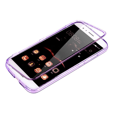 Coque Transparente Integrale Silicone Souple Portefeuille pour Huawei GX8 Violet
