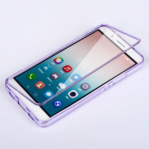 Coque Transparente Integrale Silicone Souple Portefeuille pour Huawei Honor 7i shot X Violet