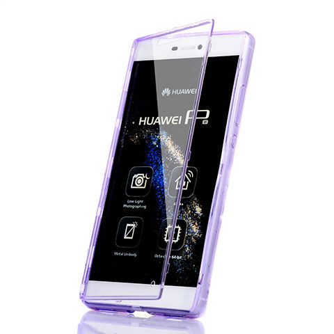 Coque Transparente Integrale Silicone Souple Portefeuille pour Huawei P8 Violet