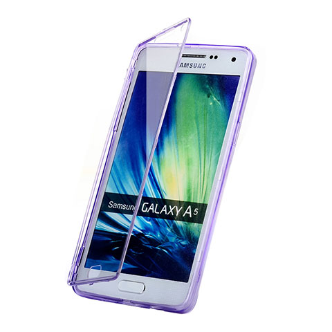 Coque Transparente Integrale Silicone Souple Portefeuille pour Samsung Galaxy A5 Duos SM-500F Violet