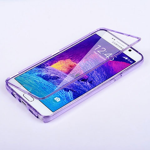 Coque Transparente Integrale Silicone Souple Portefeuille pour Samsung Galaxy Note 5 N9200 N920 N920F Violet