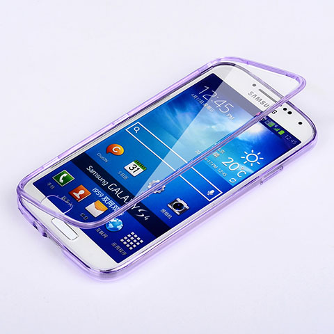 Coque Transparente Integrale Silicone Souple Portefeuille pour Samsung Galaxy S4 i9500 i9505 Violet