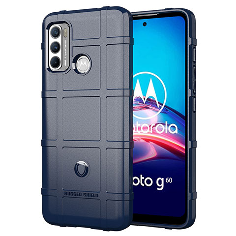 Coque Ultra Fine Silicone Souple 360 Degres Housse Etui pour Motorola Moto G60 Bleu