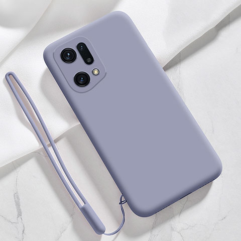 Coque Ultra Fine Silicone Souple 360 Degres Housse Etui pour Oppo Find X5 Pro 5G Gris Lavende