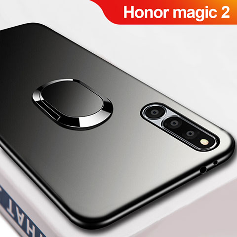 Coque Ultra Fine Silicone Souple avec Support Bague Anneau Aimante Magnetique A02 pour Huawei Honor Magic 2 Noir