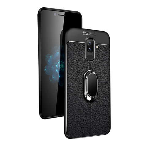 Coque Ultra Fine Silicone Souple avec Support Bague Anneau Aimante pour Samsung Galaxy A9 Star Lite Noir
