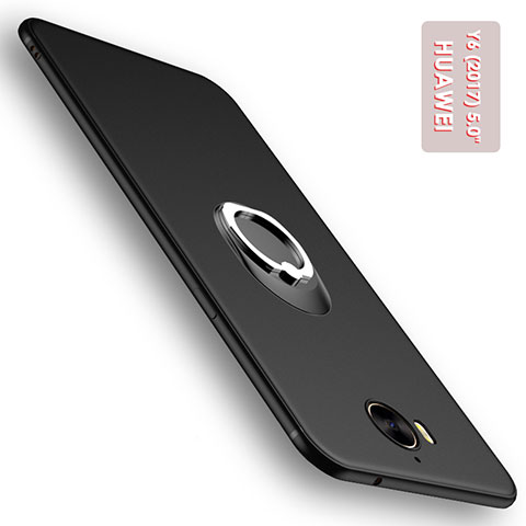 Coque Ultra Fine Silicone Souple avec Support Bague Anneau pour Huawei Honor Play 6 Noir