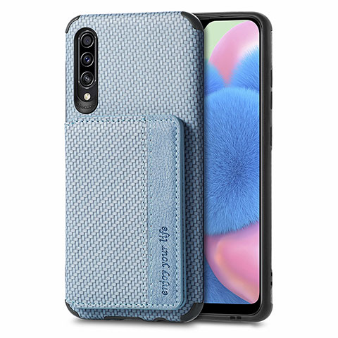 Coque Ultra Fine Silicone Souple Housse Etui avec Aimante Magnetique S01D pour Samsung Galaxy A50S Bleu