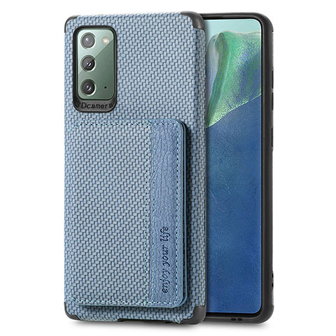 Coque Ultra Fine Silicone Souple Housse Etui avec Aimante Magnetique S01D pour Samsung Galaxy Note 20 5G Bleu