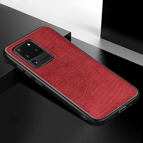 Coque Ultra Fine Silicone Souple Housse Etui avec Aimante Magnetique S04D pour Samsung Galaxy S20 Ultra Rouge