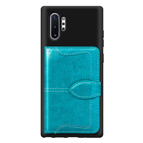 Coque Ultra Fine Silicone Souple Housse Etui avec Aimante Magnetique S08D pour Samsung Galaxy Note 10 Plus 5G Cyan
