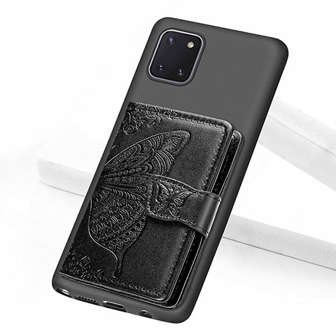 Coque Ultra Fine Silicone Souple Housse Etui avec Aimante Magnetique S09D pour Samsung Galaxy A81 Noir