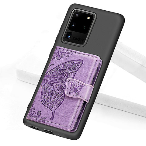 Coque Ultra Fine Silicone Souple Housse Etui avec Aimante Magnetique S11D pour Samsung Galaxy S20 Ultra 5G Violet
