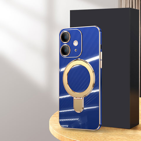 Coque Ultra Fine Silicone Souple Housse Etui avec Mag-Safe Magnetic Magnetique C01 pour Apple iPhone 12 Bleu