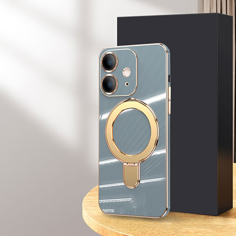 Coque Ultra Fine Silicone Souple Housse Etui avec Mag-Safe Magnetic Magnetique C01 pour Apple iPhone 12 Gris