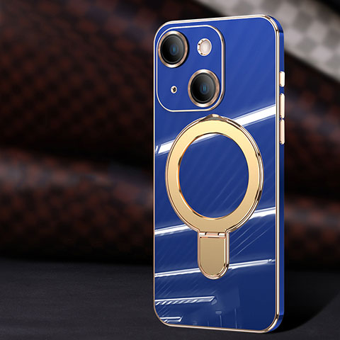 Coque Ultra Fine Silicone Souple Housse Etui avec Mag-Safe Magnetic Magnetique C01 pour Apple iPhone 14 Bleu