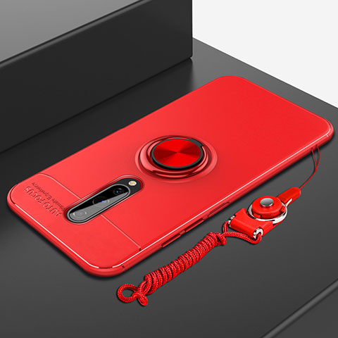 Coque Ultra Fine Silicone Souple Housse Etui avec Support Bague Anneau Aimante Magnetique A01 pour OnePlus 8 Rouge