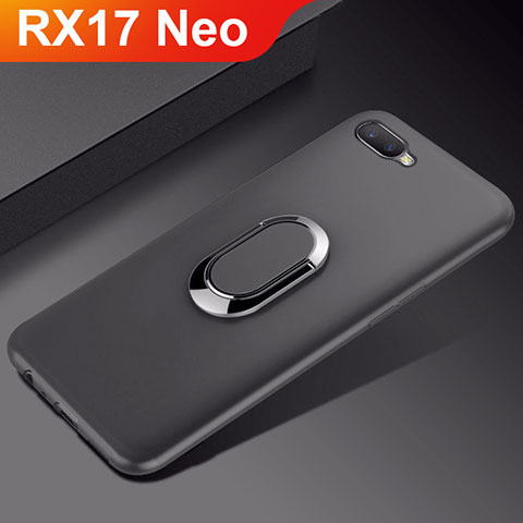 Coque Ultra Fine Silicone Souple Housse Etui avec Support Bague Anneau Aimante Magnetique A01 pour Oppo RX17 Neo Noir