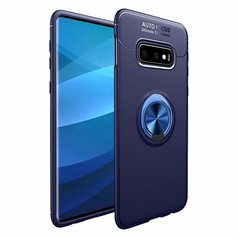 Coque Ultra Fine Silicone Souple Housse Etui avec Support Bague Anneau Aimante Magnetique A01 pour Samsung Galaxy S10 Bleu