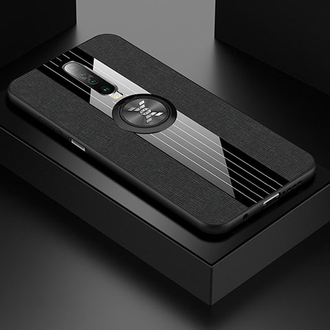 Coque Ultra Fine Silicone Souple Housse Etui avec Support Bague Anneau Aimante Magnetique A01 pour Xiaomi Redmi K30 4G Noir