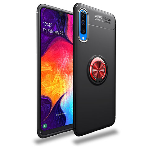 Coque Ultra Fine Silicone Souple Housse Etui avec Support Bague Anneau Aimante Magnetique JM1 pour Samsung Galaxy A50S Rouge et Noir