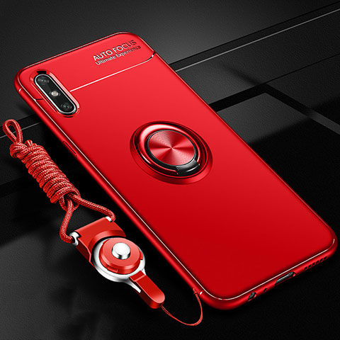 Coque Ultra Fine Silicone Souple Housse Etui avec Support Bague Anneau Aimante Magnetique pour Huawei Enjoy 10e Rouge
