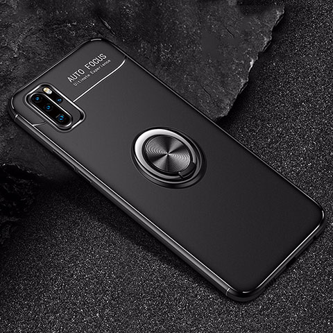 Coque Ultra Fine Silicone Souple Housse Etui avec Support Bague Anneau Aimante Magnetique pour Huawei P30 Pro New Edition Noir