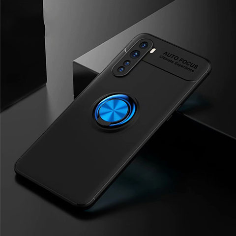Coque Ultra Fine Silicone Souple Housse Etui avec Support Bague Anneau Aimante Magnetique pour OnePlus Nord Bleu et Noir