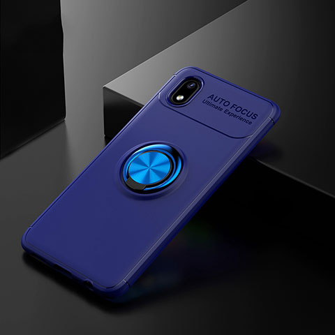 Coque Ultra Fine Silicone Souple Housse Etui avec Support Bague Anneau Aimante Magnetique pour Samsung Galaxy A01 Core Bleu