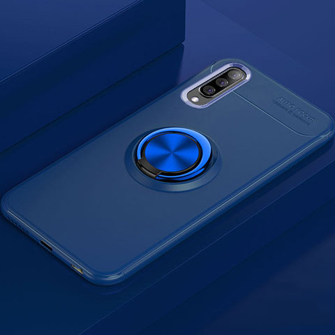 Coque Ultra Fine Silicone Souple Housse Etui avec Support Bague Anneau Aimante Magnetique pour Samsung Galaxy A70 Bleu
