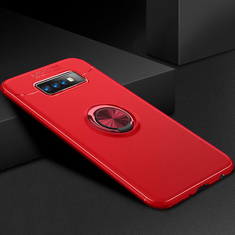 Coque Ultra Fine Silicone Souple Housse Etui avec Support Bague Anneau Aimante Magnetique pour Samsung Galaxy S10 Plus Rouge