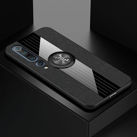 Coque Ultra Fine Silicone Souple Housse Etui avec Support Bague Anneau Aimante Magnetique pour Xiaomi Mi 10 Pro Noir