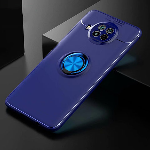 Coque Ultra Fine Silicone Souple Housse Etui avec Support Bague Anneau Aimante Magnetique pour Xiaomi Mi 10T Lite 5G Bleu