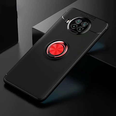 Coque Ultra Fine Silicone Souple Housse Etui avec Support Bague Anneau Aimante Magnetique pour Xiaomi Mi 10T Lite 5G Rouge et Noir