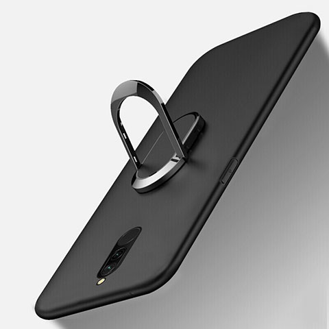 Coque Ultra Fine Silicone Souple Housse Etui avec Support Bague Anneau Aimante Magnetique pour Xiaomi Redmi 8 Noir
