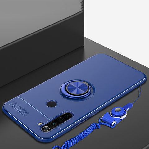 Coque Ultra Fine Silicone Souple Housse Etui avec Support Bague Anneau Aimante Magnetique pour Xiaomi Redmi Note 8 (2021) Bleu