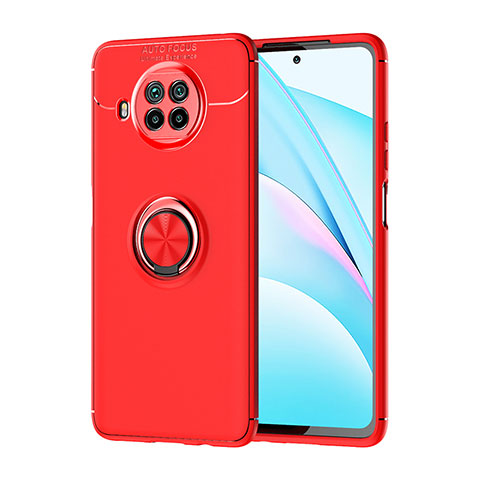 Coque Ultra Fine Silicone Souple Housse Etui avec Support Bague Anneau Aimante Magnetique SD1 pour Xiaomi Mi 10T Lite 5G Rouge