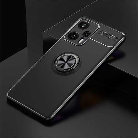 Coque Ultra Fine Silicone Souple Housse Etui avec Support Bague Anneau Aimante Magnetique SD1 pour Xiaomi Poco F5 5G Noir