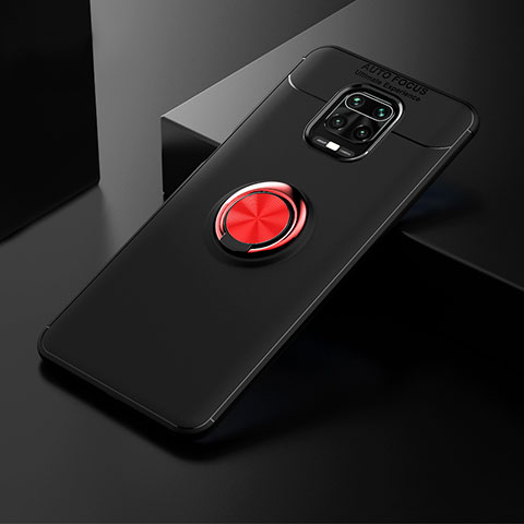 Coque Ultra Fine Silicone Souple Housse Etui avec Support Bague Anneau Aimante Magnetique SD1 pour Xiaomi Redmi Note 9 Pro Rouge et Noir