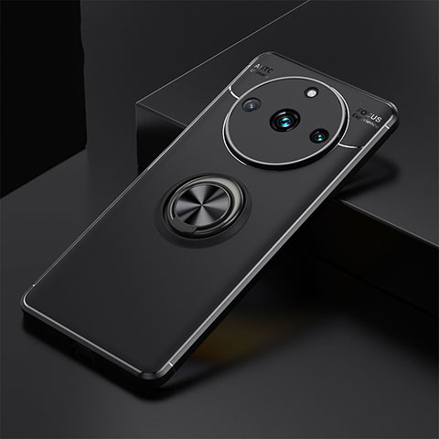 Coque Ultra Fine Silicone Souple Housse Etui avec Support Bague Anneau Aimante Magnetique SD2 pour Realme 11 Pro 5G Noir