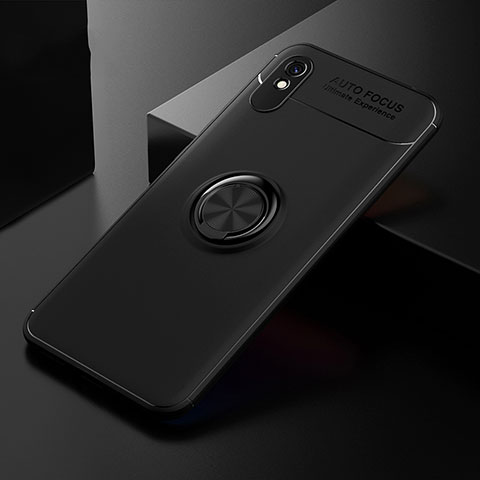 Coque Ultra Fine Silicone Souple Housse Etui avec Support Bague Anneau Aimante Magnetique SD2 pour Xiaomi Redmi 9A Noir
