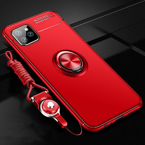 Coque Ultra Fine Silicone Souple Housse Etui avec Support Bague Anneau Aimante Magnetique T01 pour Apple iPhone 11 Pro Rouge