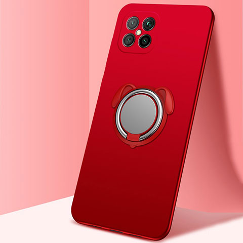 Coque Ultra Fine Silicone Souple Housse Etui avec Support Bague Anneau Aimante Magnetique T01 pour Huawei Nova 8 SE 5G Rouge