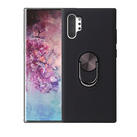Coque Ultra Fine Silicone Souple Housse Etui avec Support Bague Anneau Aimante Magnetique T01 pour Samsung Galaxy Note 10 Plus Noir