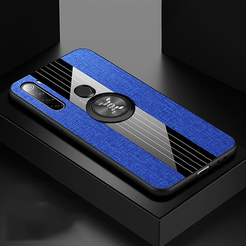 Coque Ultra Fine Silicone Souple Housse Etui avec Support Bague Anneau Aimante Magnetique T01 pour Xiaomi Redmi Note 8 (2021) Bleu