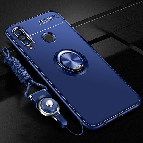 Coque Ultra Fine Silicone Souple Housse Etui avec Support Bague Anneau Aimante Magnetique T02 pour Huawei P30 Lite New Edition Bleu