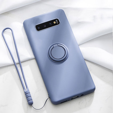 Coque Ultra Fine Silicone Souple Housse Etui avec Support Bague Anneau Aimante Magnetique T02 pour Samsung Galaxy S10 5G Violet